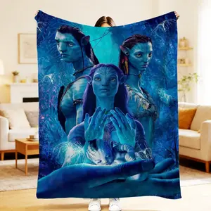 Avatar Fantasy World Flannel Blanket Blue Alien Forest Movie Throw Blanket Soft Warm Plush Bedding For Bedroom Sofa Dorm Travel Fan Room Decor Birthday Christmas Gift Lightweight All Season No Fade Easy Care