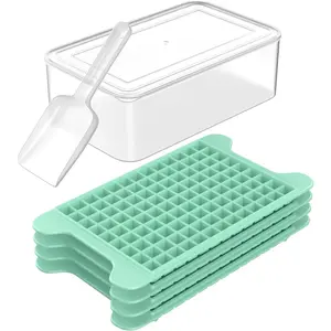 Mini Ice Cube Tray for Freezer - 117 Pcs Easy Release Nugget Ice Tray with Container, Small Ice Trays for Crushed Ice