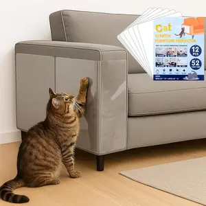 12 count  Scratch Furniture Protector, 2 Sizes Self-Adhesive Couch Protectors from Cats Claw for Sofa, Walls, Doors
