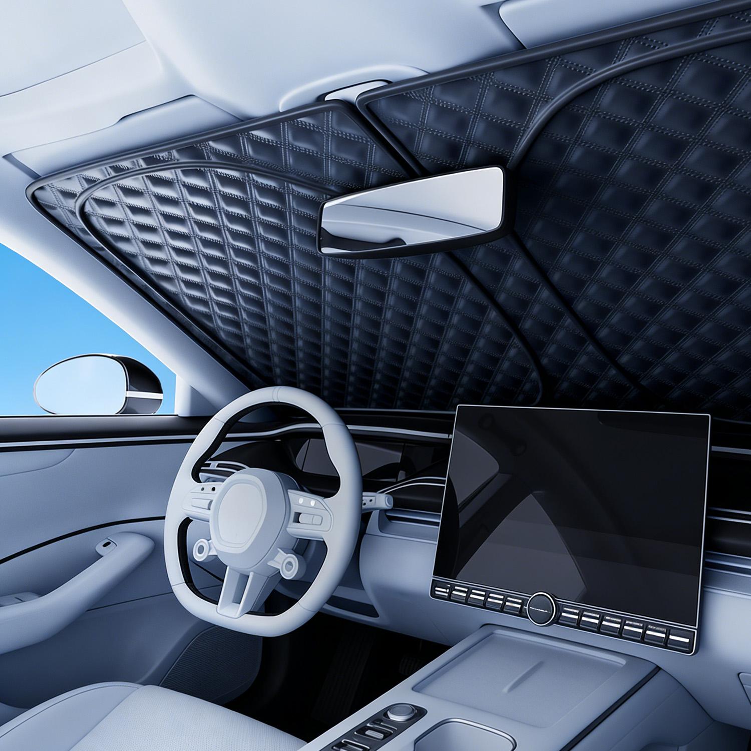 Foldable Car Sun Shade Umbrella for Windshield, UV & Heat Reflector, Keeps Sedan/SUV Cool