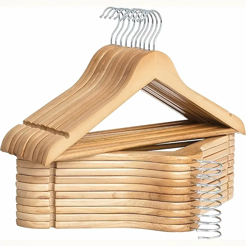 30/20/10 Home Premium Wooden Hangers - Durable & Slim Coat Hanger - Suit Hangers with 360-Degree Rotatable Hook - Wood Hangers with Shoulder Grooves (Natural Color)