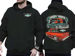 1967-72 C10 Pickup Hoodie, Women Men Streetwear Long Sleeve Cotton Pullover Hoodie For Chevy Lovers, Retro Car Themed Apparel
