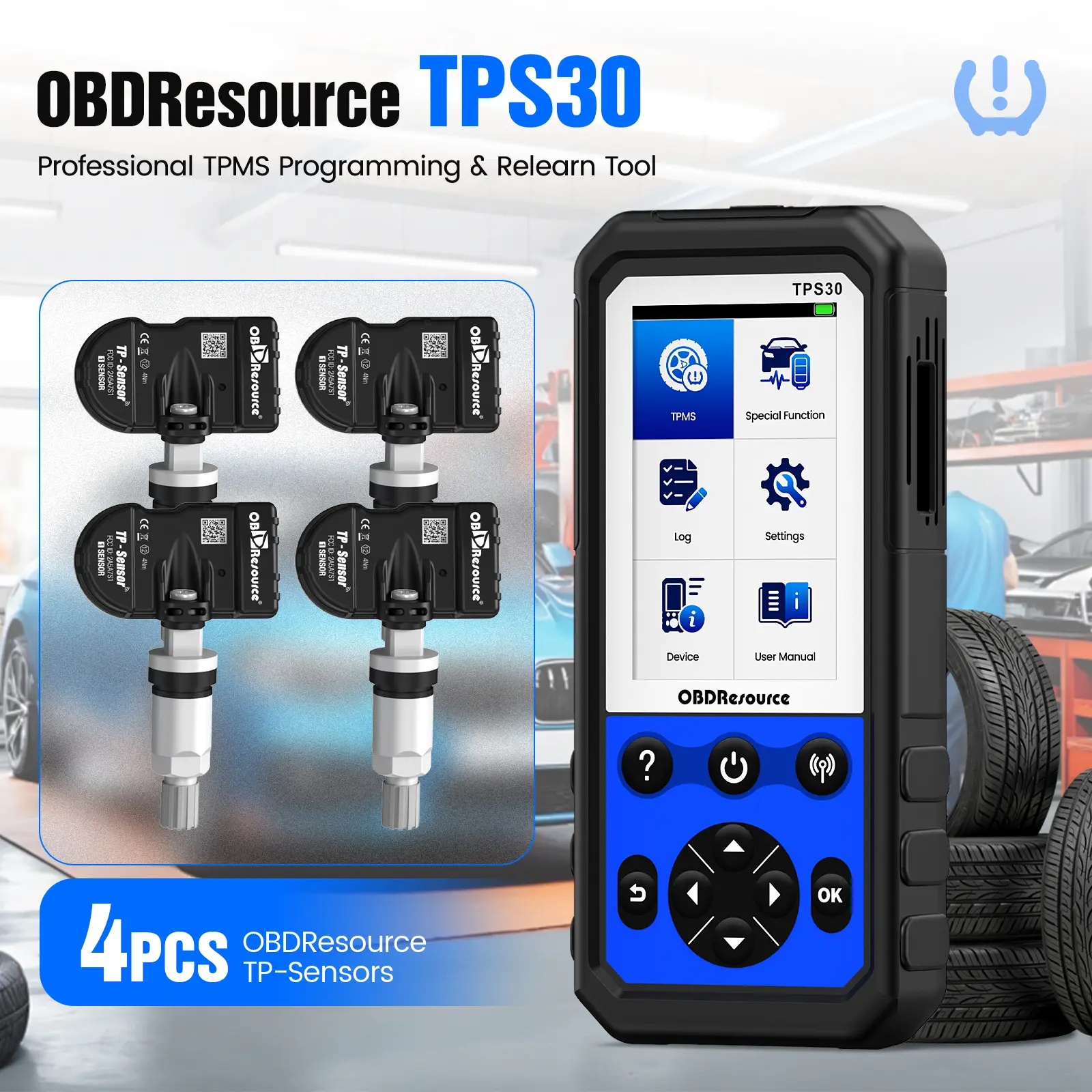 OBDResource TPS30 Universal TPMS Programming Tool with 4 Sensors 315/433 2in1 TP Sensor OBDResource TPS30 Universal TPMS Programming Tool with 4 Sensors 315/433 2in1 TP Sensor