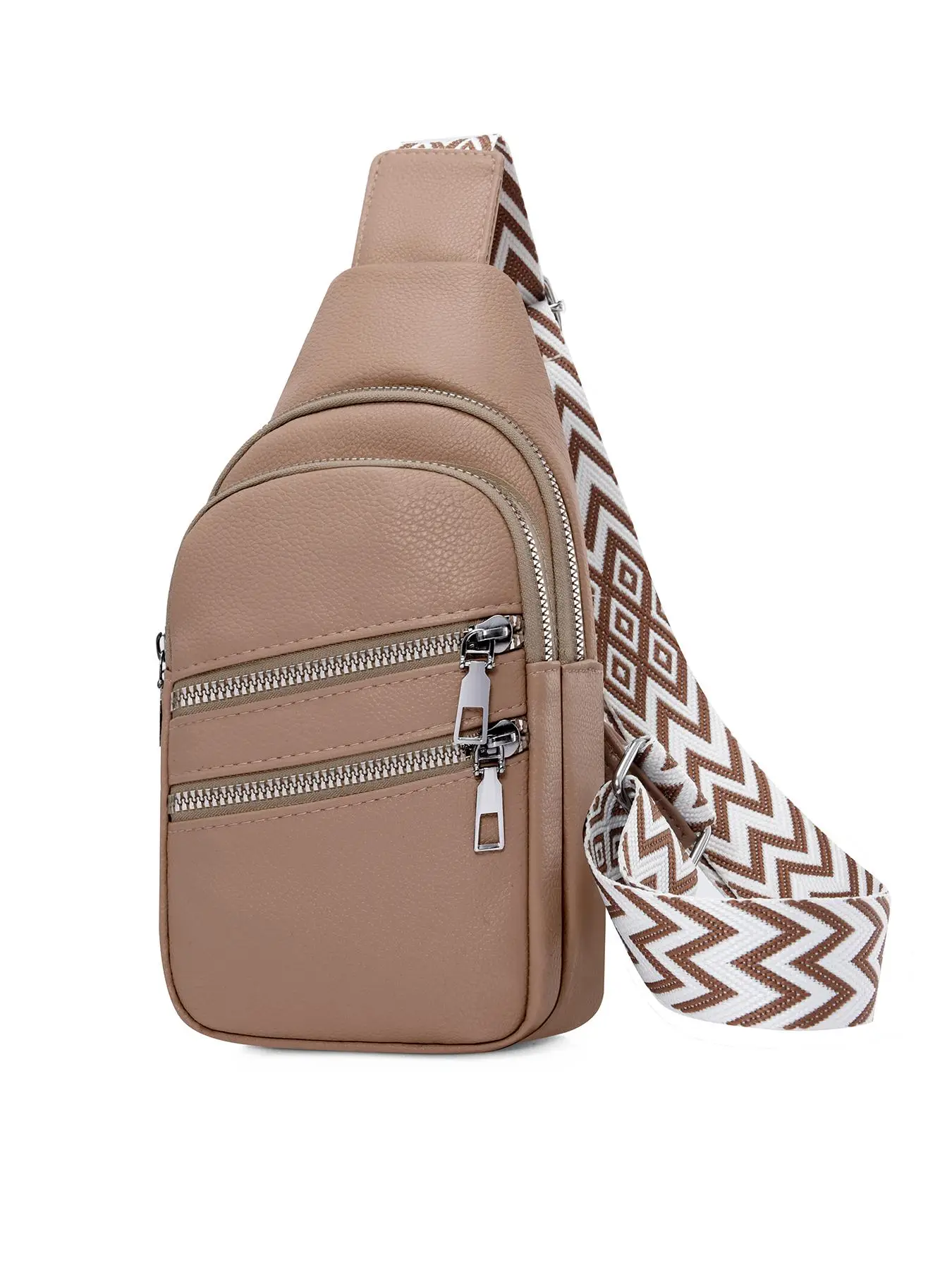 Women's Casual Plain Minimalist Sling Bag, Fashionable Pu Leather Zipper Chest Bag for Work & Daily Use, Trendy Versatile Commuting Designer Bag for W