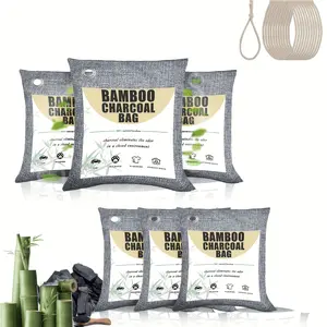 3/6 Pack Activated Carbon Odor Remover Bags, Reusable Deodorizer Pouches with Strap, Ideal for Closet, Car, Shoes, Pet Bed, Kitchen, Refrigerator, Bathroom