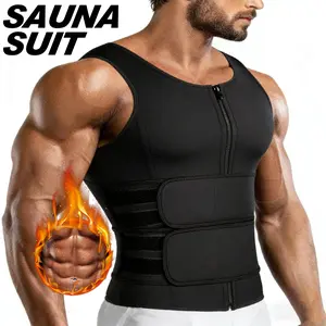 Sauna Suit for Men, Waist Trainer Sauna Sweat Vest,Tummy Control  Compression Neoprene Waist Trainer Vest Zipper Body Shaper with Adjustable Tank Top,Double Belt Sweat Shirt Corset Top