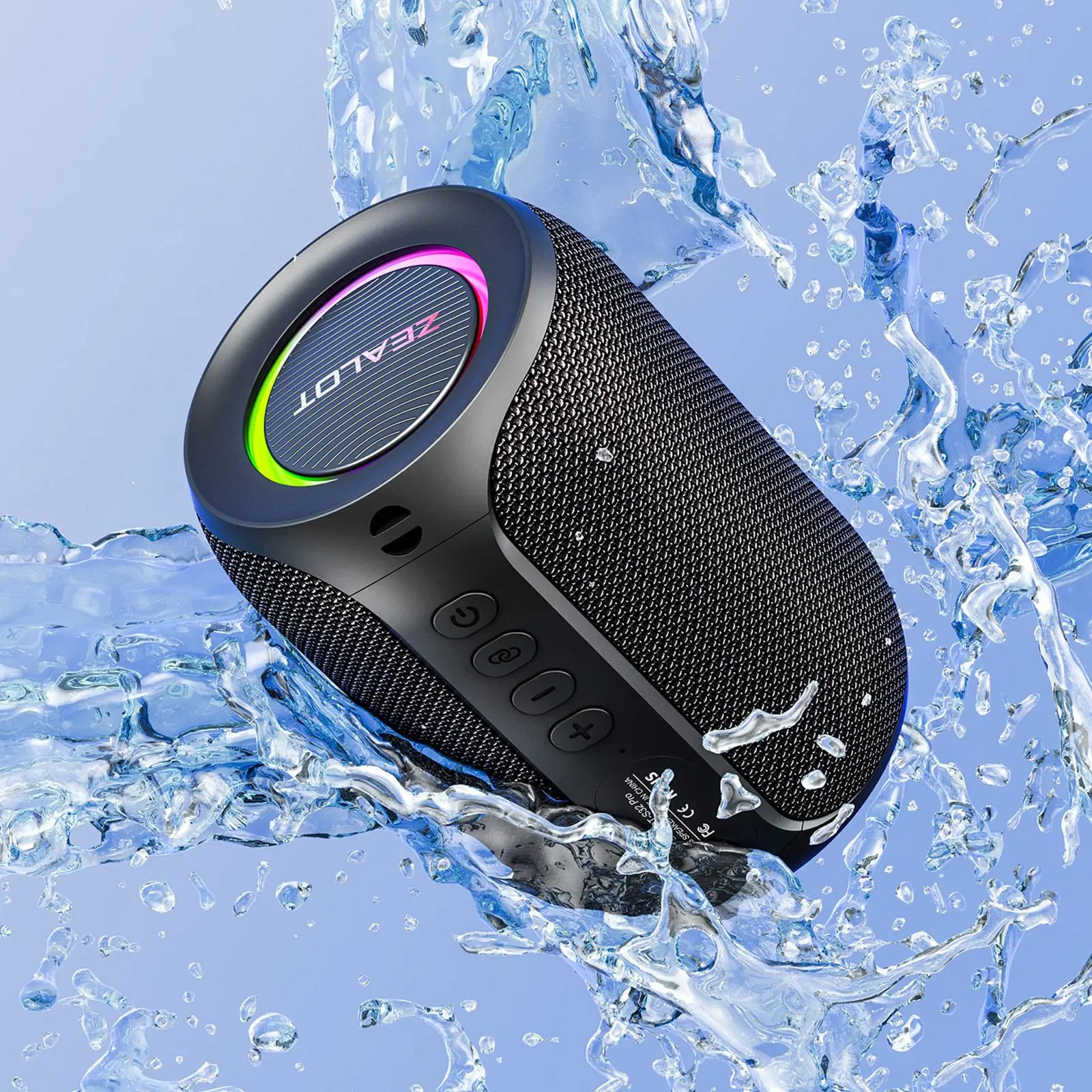 ZEALOT S32 Pro Portable Wireless Speaker, Outdoor Portable Audio, 15W Long Standby Speaker with RGB Light Effect, Rechargeable Bluetooth Speaker for Home Outdoor Camping