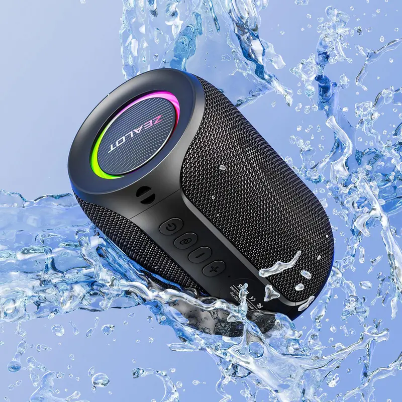 ZEALOT S32 Pro Portable Wireless Speaker, Outdoor Portable Audio, 15W Long Standby Speaker with RGB Light Effect, Rechargeable Bluetooth Speaker for Home Outdoor Camping Portable Speakers