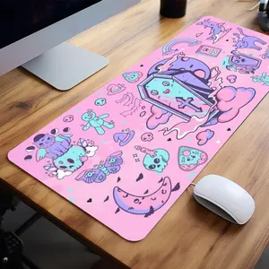 Pastel Gothic Coffin Design Mouse Pad, 1 Count Rectangle Gaming Mouse Pad, Non-Slip Rubber Base Stitched Edge Desk Pad for Home Office Game Desk Accessories