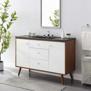 Modway Transmit 48" Single Sink Bathroom Vanity in Walnut Black