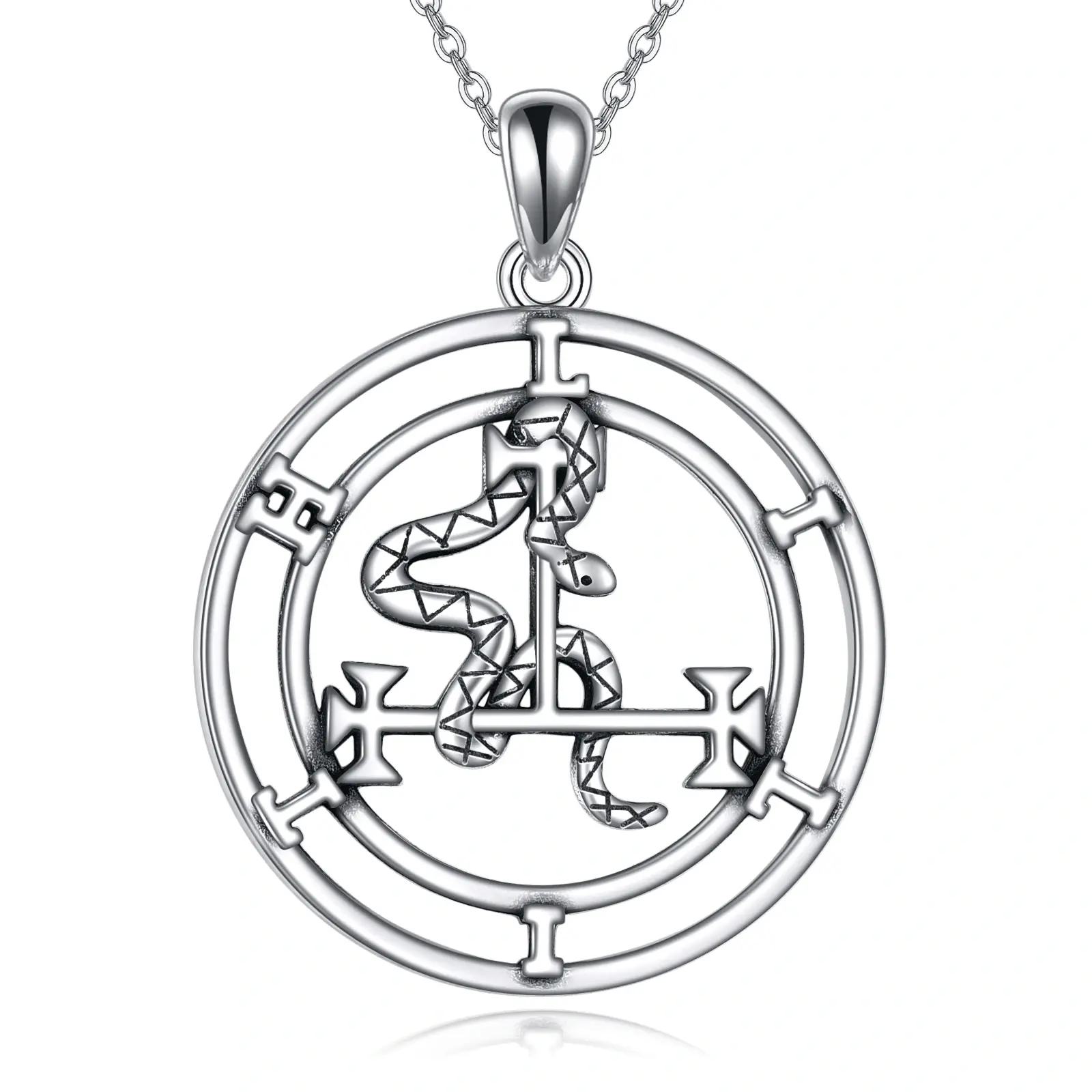S925 Sigil of Lilith Necklace Sterling Silver Sigil of Lilith Pendant Necklace Gifts for Women Rolo Chain