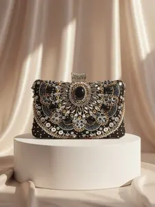 Luxury Embroidered Chain Crossbody Bag for Women, Rhinestone Evening Clutch, Elegant Party Handbag, Perfect for Weddings and Events, Crossbody Shoulder Bag