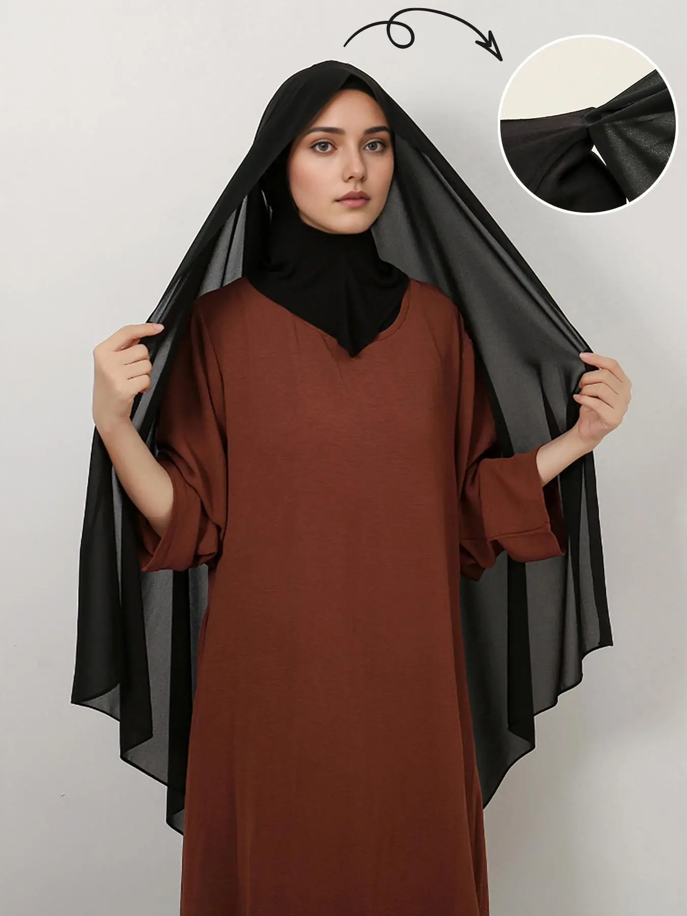 Women's Solid Color Instant Hijab, Modest Casual Hijab Scarf for Daily Wear, Fashion Accessories for Women