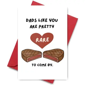 Steak Pattern Card with Envelope, 1 Count Cartoon Steak Card, Birthday Gift for Dad, Gift for Him, Party Supplies