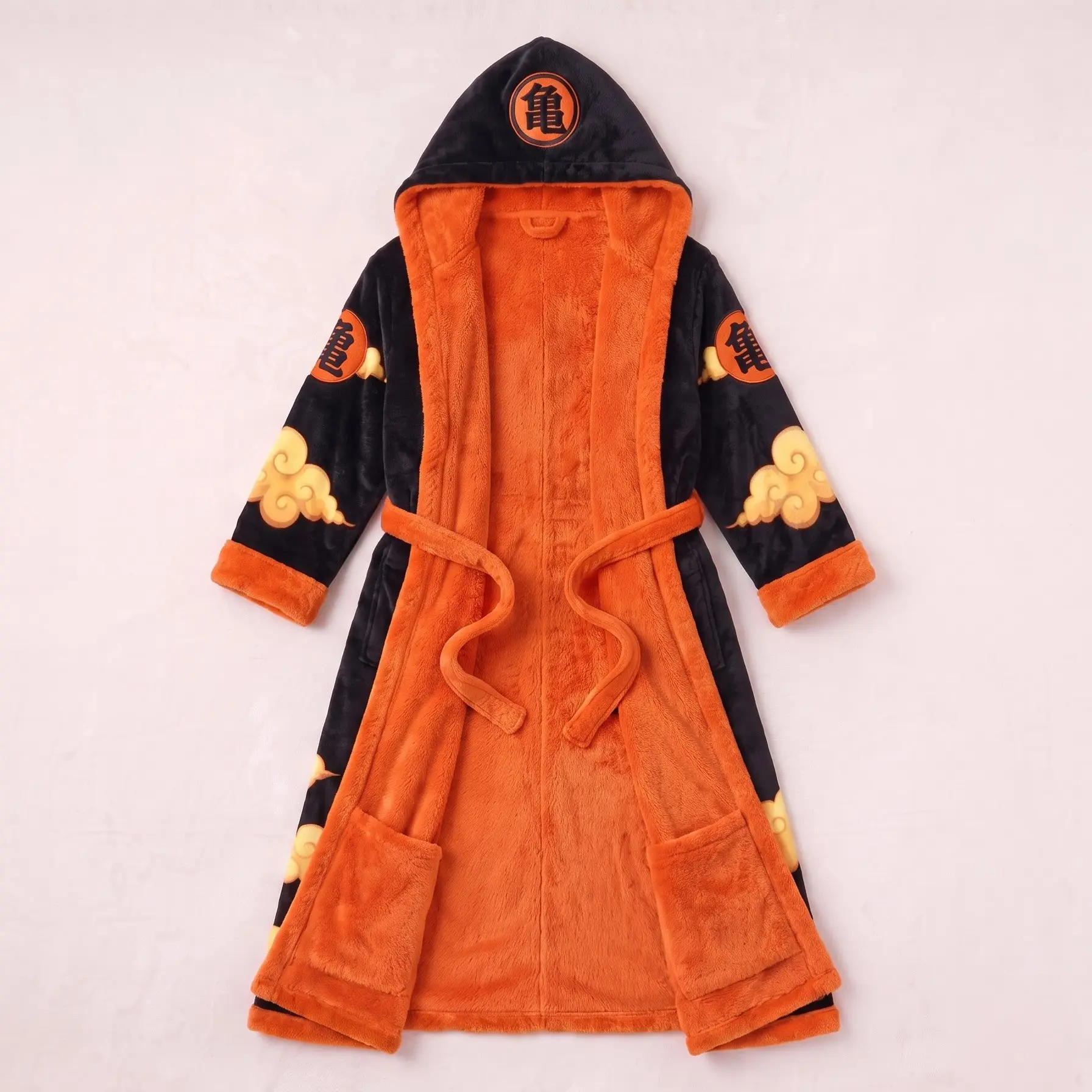 Men Bathrobe Anime Dragon Graphic Print Long Plush Housecoat Winter Sleepwear
