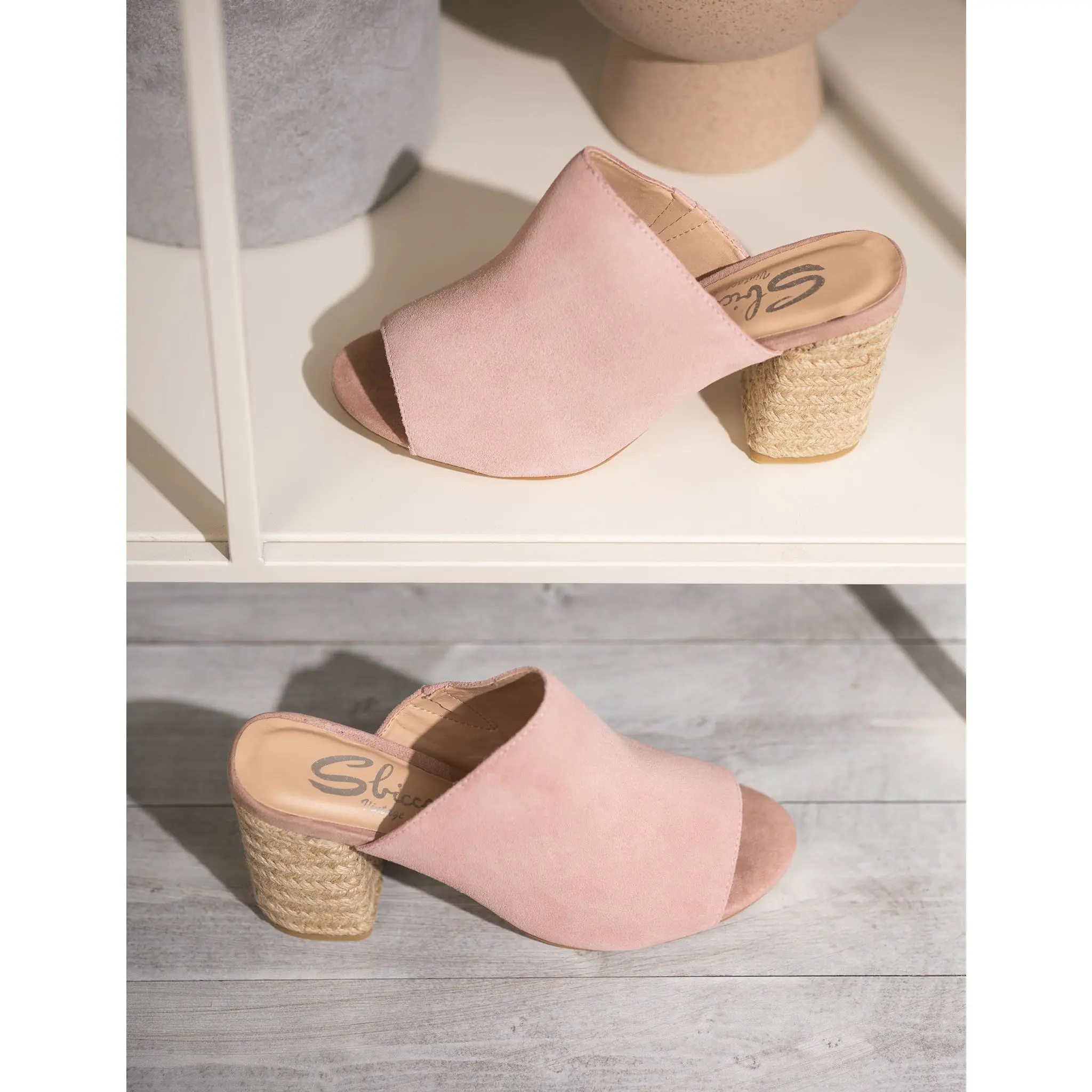 Helena Heeled Sandal in Blush Suede