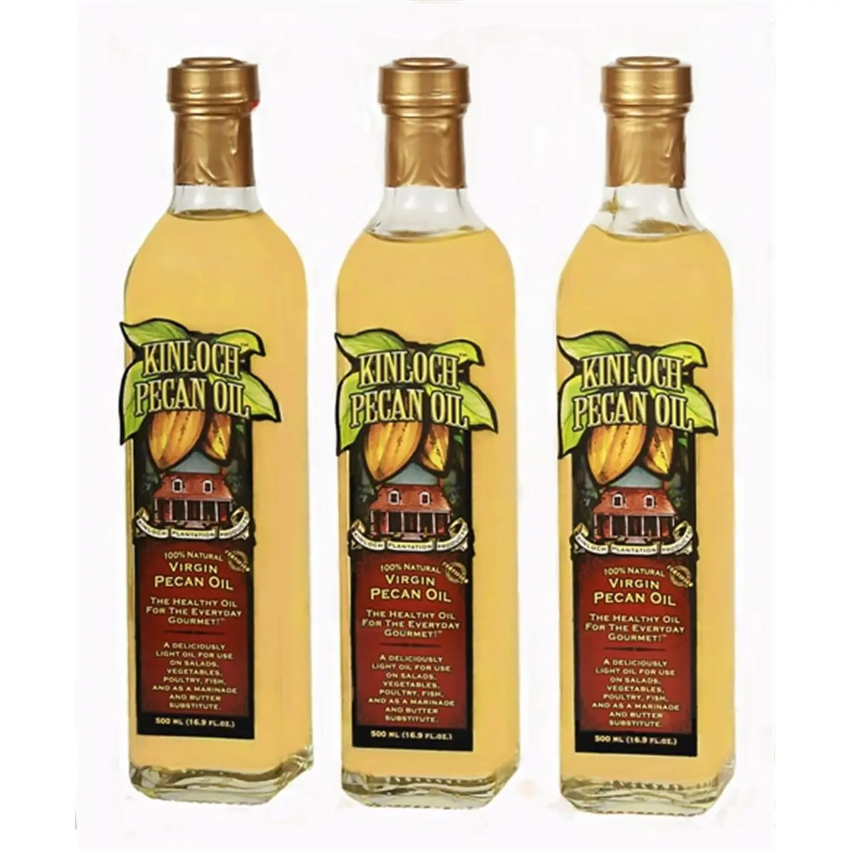 212 MAIN Kinloch 50096 Natural 500ml High Smoke Heart Healthy Pecan Oil - 3 Bottles, Ideal for Everyday Use, Three Bottles