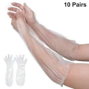 10 Pairs/20pcs Long Disposable Cleaning Gloves, 23.6inch Reusable Long Sleeve Gloves Waterproof for Cleaning Kitchen Cooking Household Dishwashing