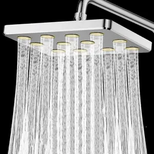 High-Pressure Shower Head for Bathroom, Silver Color End & Square Design, Ideal Fixed Shower Spray, Perfect Bathroom Accessory, Powerful Shower Spray, Fixed Showerheads