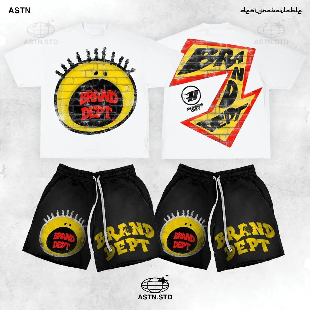 Bundle Y2K Graphic Tshirt/Shorts "Yellow Face" Personalize Printed Casual Cotton