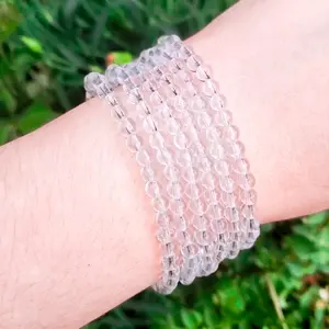 Clear Quartz Bracelet - 4mm, Handmade, Natural Crystals, Custom Sizes
