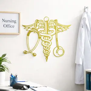 Nursing Caduceus Metal Wall Art - Symbol of Care Healing and Dedication for Healthcare Settings Home Office or Nurse Gifts