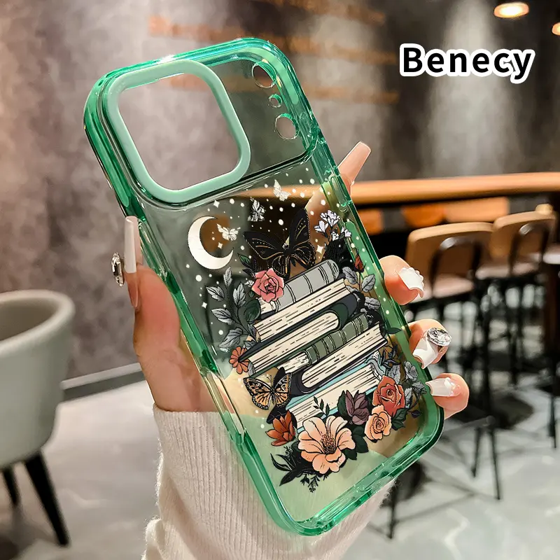 Case for iPhone 17 16 Pro Max 15 Air Plus 14 13 12 11 Moonlight Flower Book Non-Yellowing Shockproof Clear slim Protective Softcase