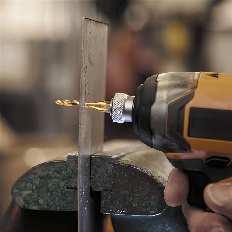 6 PCS Titanium-Coated Drill Bit Set, High Speed Steel Tap Drill Bit, Hex Shank M3 to M10 Sizes for Wood, Plastic & Metal, Quick Change