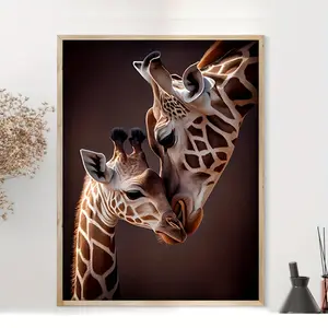 1pc Unframed Mother giraffe and baby deer Canvas painting Thickness High quality Wall Art Prints Poster Direct hanging Wall Picture Decor for Home Gifts, valentinc'S day, room decor, living room, bathroom, bedroom, kitchen