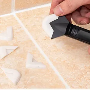 Silicone Sealing Tool Set, Tile Tools, Home Repair Tools, Stainless Steel Head Scraper & Seam Filler, Ideal for Bathroom Kitchen Floor Windows Sinks Frame Sealant Removal