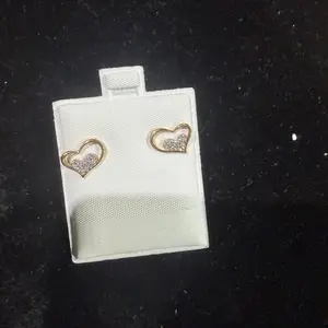 Heart-Shaped Earrings with Sparkling Details in Gold Tone