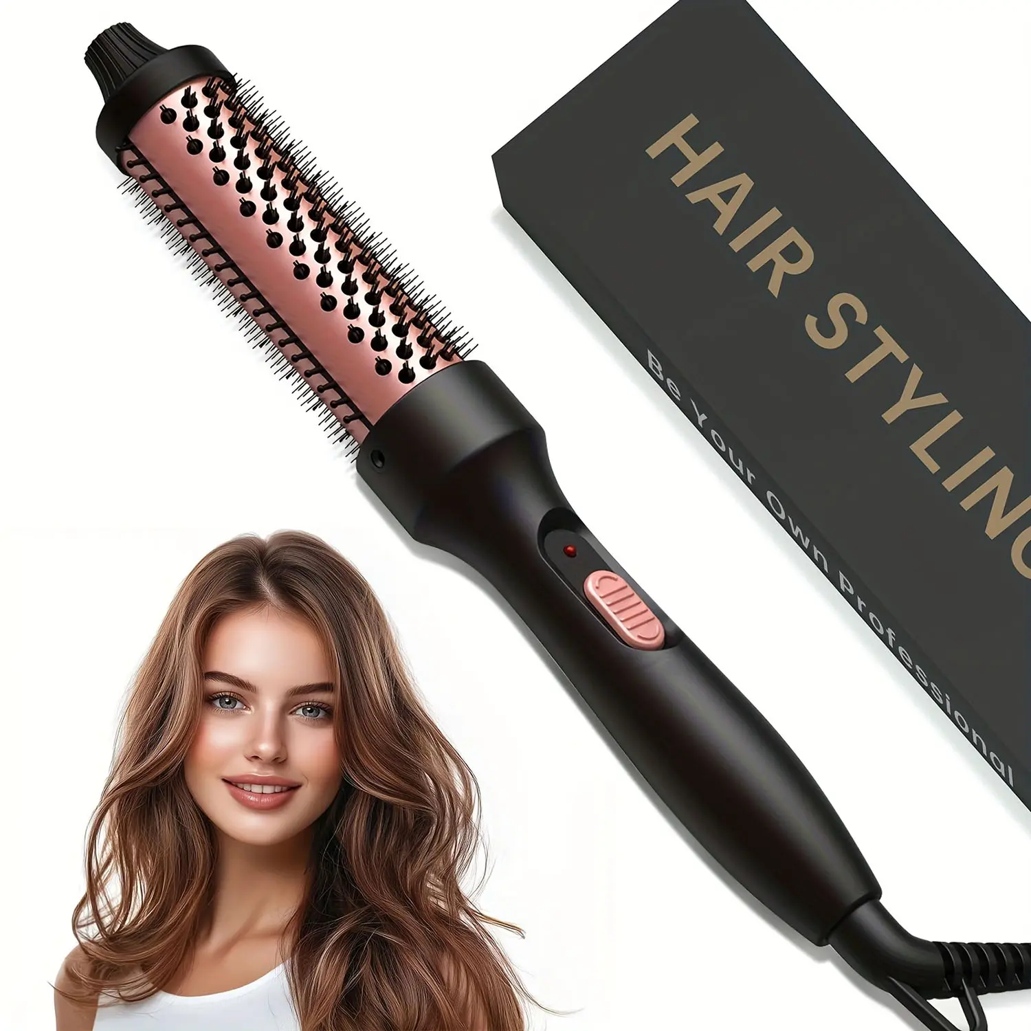 1pc Upgrade Hair Curler Brush, Fashion Curling Iron Home Use, Womne's Hait Beauty Tools, Heated Brush, Hot Comb, Personal Thermal Brush for Hair Styler, Wavy Thermal Brush, Hair Styling Tools