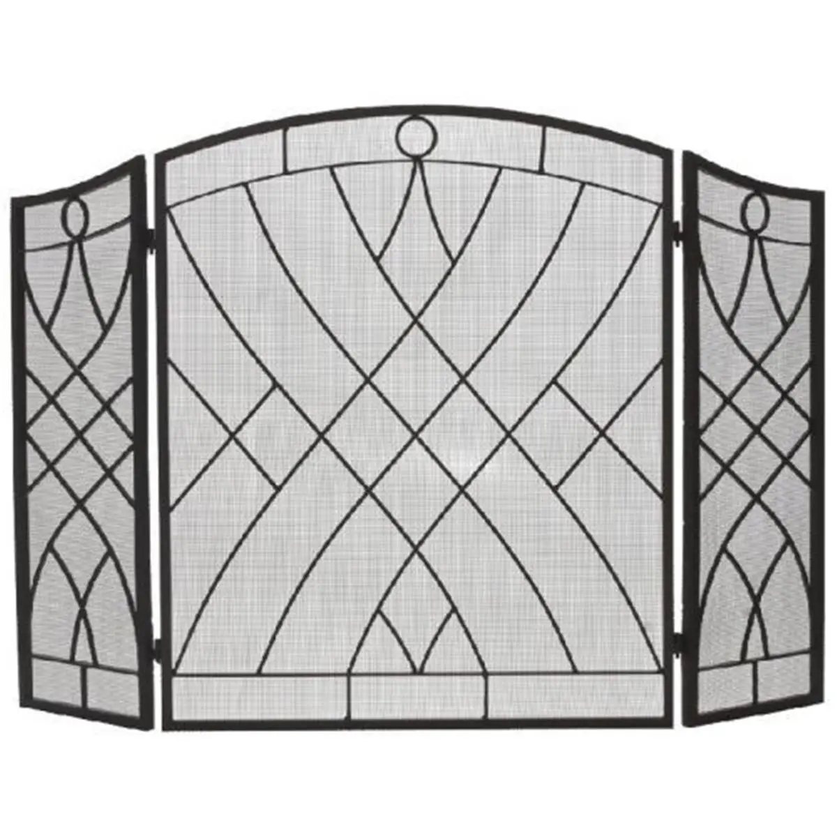 Dagan AHS116 Wrought Iron Weave Design 3-Fold Arched Indoor Room Divider, 51.5x34-in Black Fireplace Sparks Protector