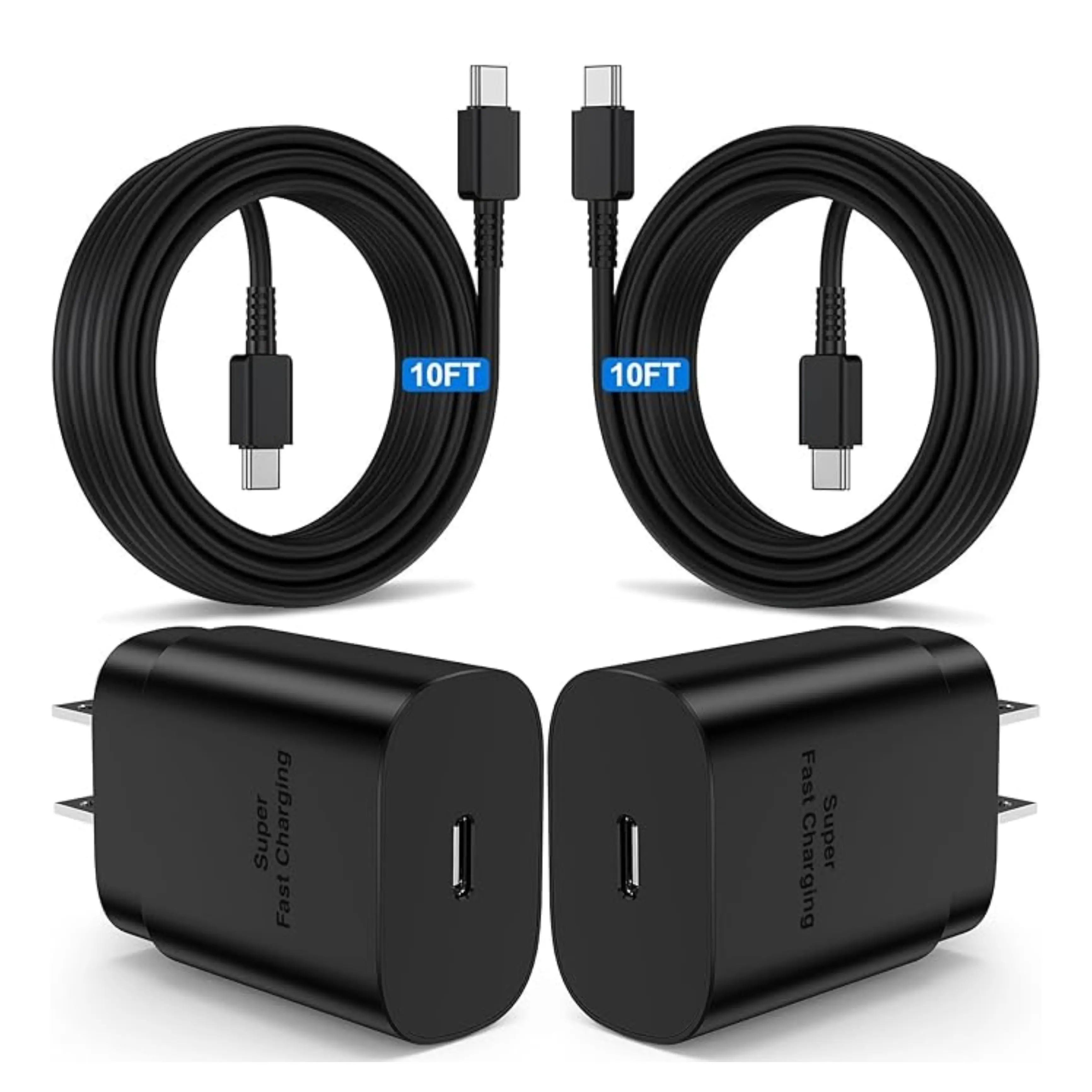 Super Fast Type C Charger, 2-Pack 25W Fast Charging Block with USB C Cable for Samsung Galaxy and iPhone Cellphone Android