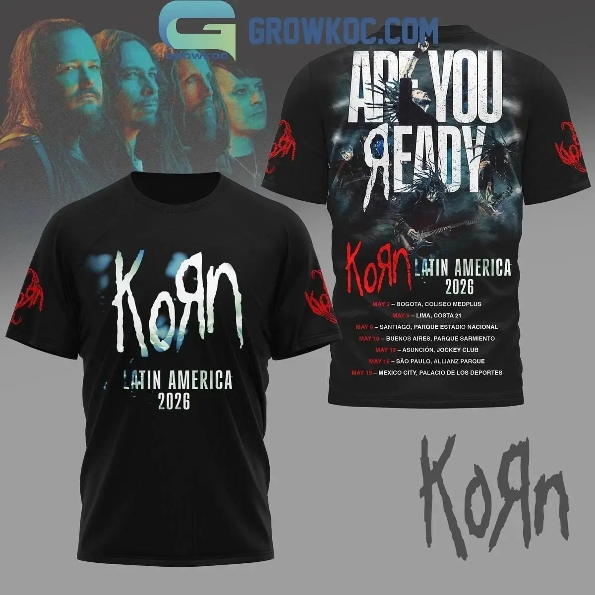 Korn Graphic Shirt - Global Tour 2026 Tee, Latin America Triumph, Europe Invasion & Nu Metal Legend Energy, TikTok Viral Outfit