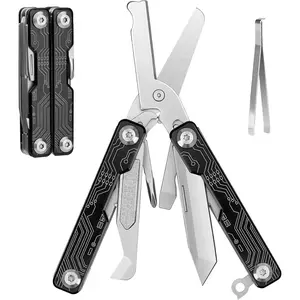 Mini Keychain Multitool Scissors B12062B, 9 in 1 Multitool EDC Scissors with Screwdriver, Bottle Opener, Pocket Knife, Spring -Mini Multi Tool for Outdoor, Daily Use, Gifts for Men and Women