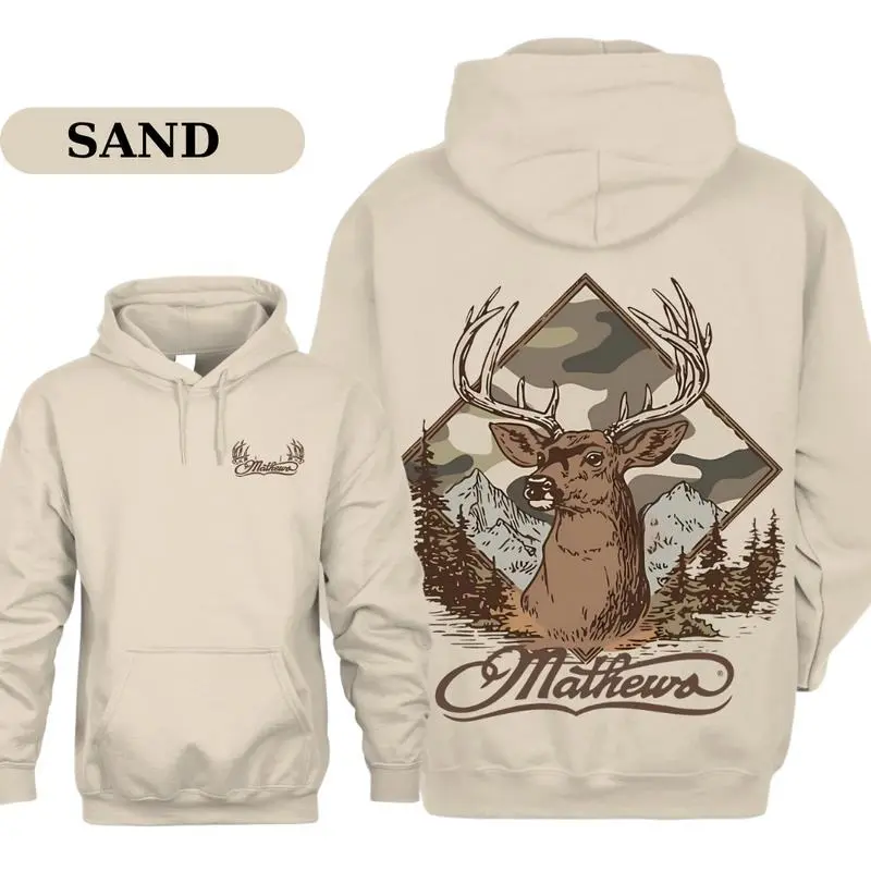 Mathews Mountain Buck Camo Hoodie, Elite Deer Hunting Sweatshirt for Men, Rugged Backcountry Archery Gear, Outdoor Lifestyle Pullover for Hunters