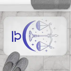 Libra Bathmat with Scales and Moon Design, Astrology Home Decor, Zodiac Gift, Bathroom Mat, Astrology Lover's Gift