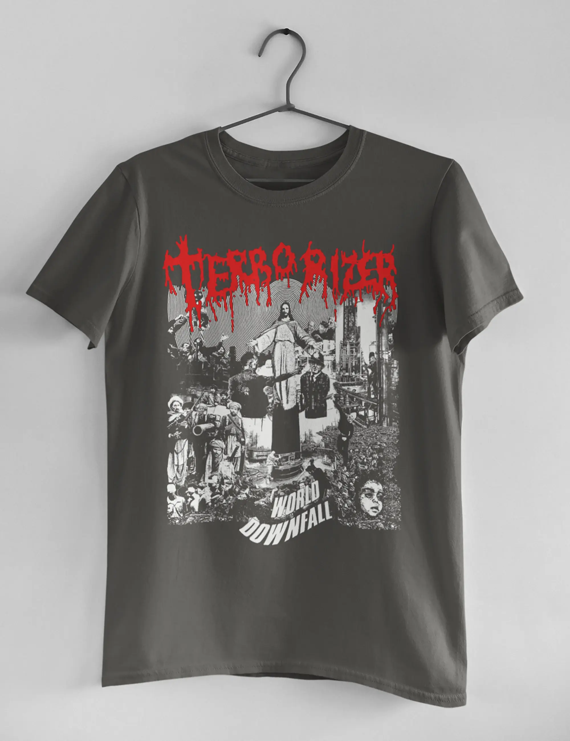 Terrorizer - World Downfall - Fear of Napalm - Grind Shirt - Grindcore - Crust Punk - Death Metal - Napalm Death - Carcass Cotton Casual Fashion Menswear Retro Streetwear Top Vintage Classic Stylish Basic