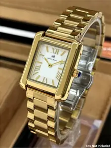 Vintage Women's Watch Stainless Steel Durable Watch Analog Quartz, Square Dial, 50m Water Resistant, Fashionable Luxury Wristwatch, Modern Waterproof Watch