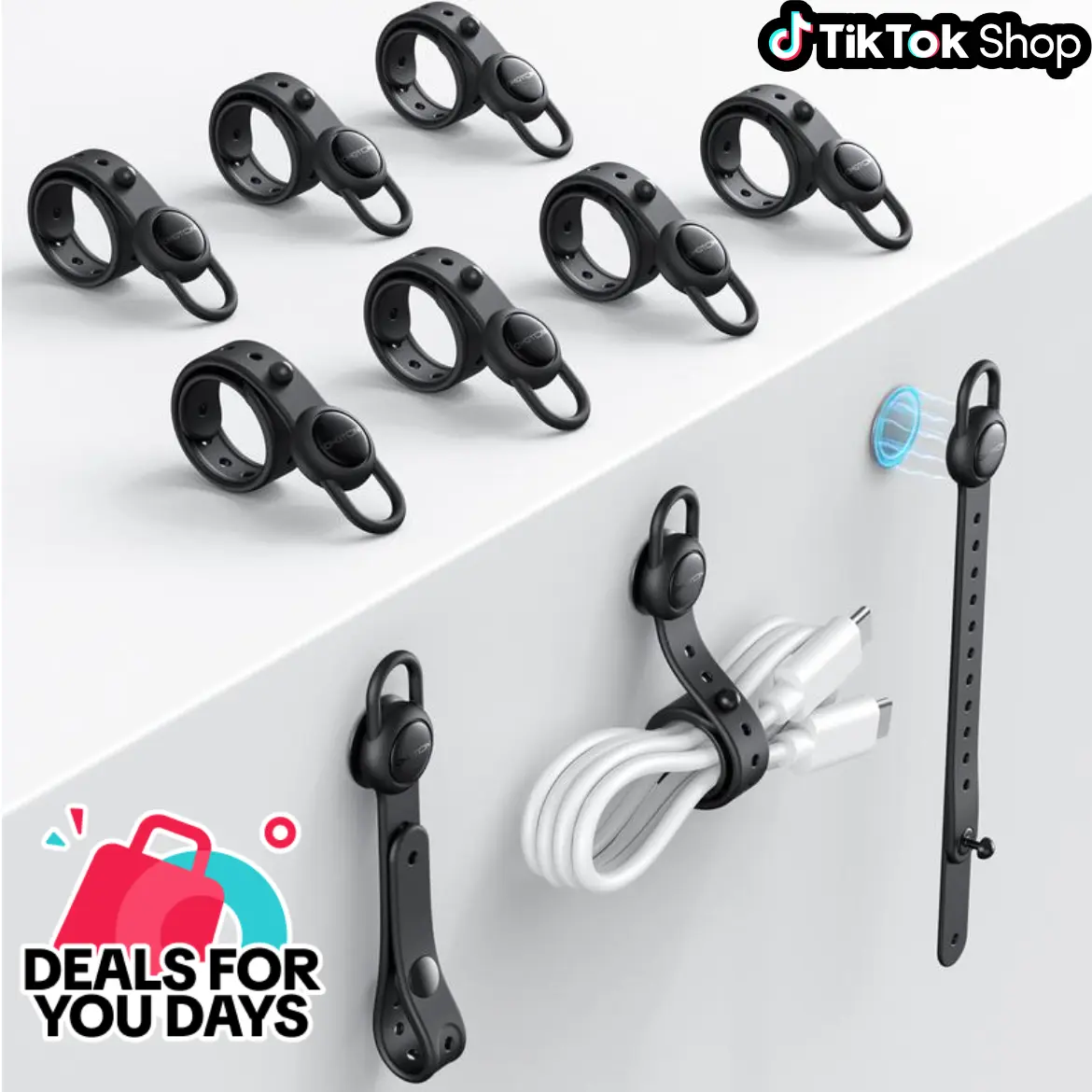 OMOTON 10Pcs Magnetic Silicone Cable Ties, Snap Lock Design, Cord Ties Cord Wrap, Cable Ties Reusable, High Elasticity Cord Wraps for Electrical Cords, Cord Organizer for Earphone, Phone Charger#DealsForYouDays,back to school,back to school haul