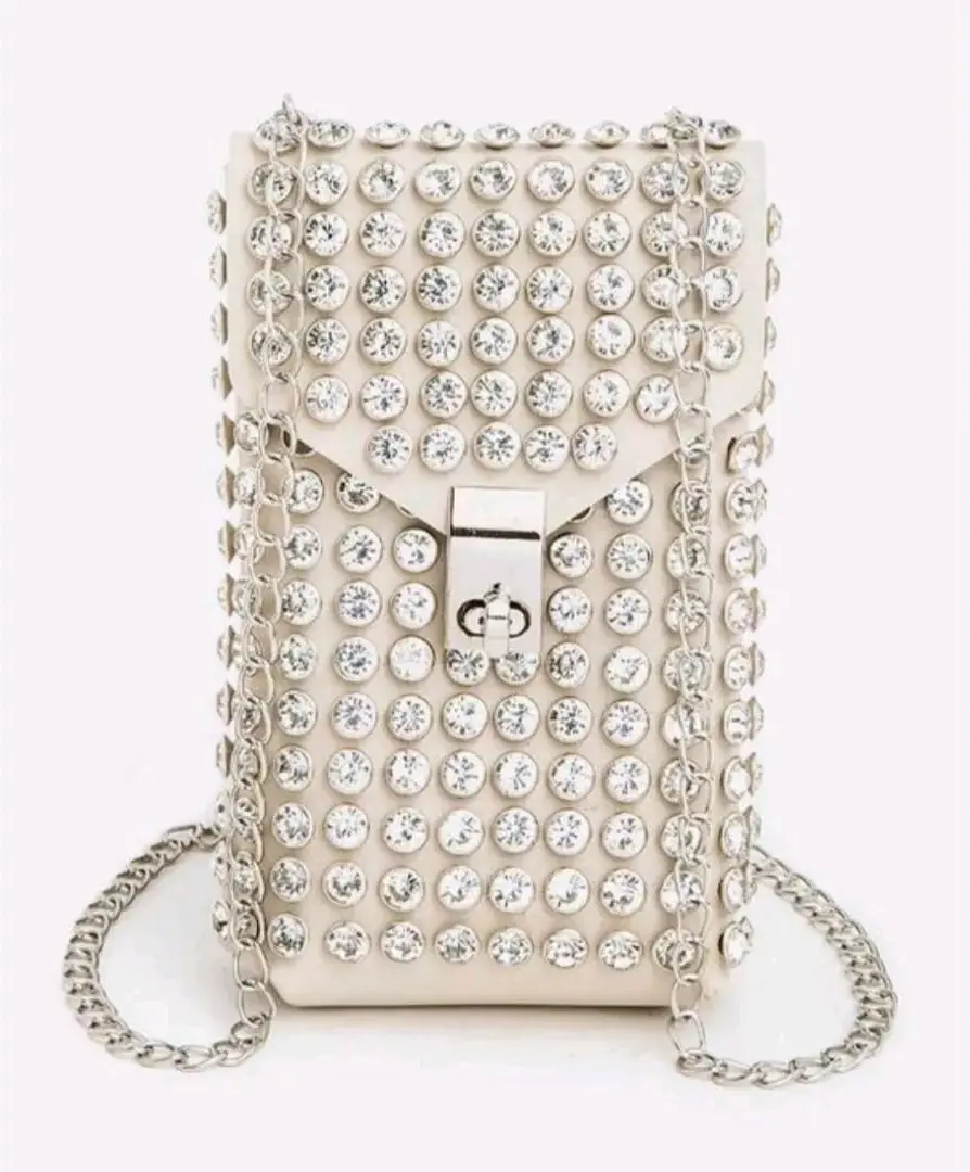 Rhinestone cellphone Handbag (white or black) tote bag
