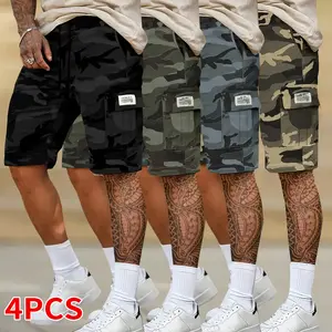 Men's Lightweight Summer Work Shorts, 4-Pack - Breathable, Casual Multi-Pocket Design, Perfect for Running & Beach Outings, Athletic Style Shorts with Breathable Fabric