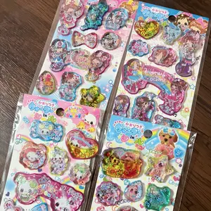 Cute Cartoon Bubble Sticker, Thick 3D Foam Decal, Girl & Bear Design, Phone Decoration, Notebook Planner DIY Decor, Adhesive Exchange