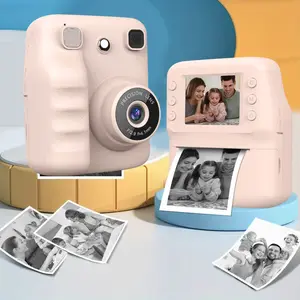 Kids Instant Print Camera 48MP High Definition 1080P Video, 8X Magnification Zoom with Flashlight, 5 Color Photo Filters, 3s/5s/10s Timed Shooting & 3/5 Burst Shooting, Includes 3 Rolls Printing Paper, Great Camera Toy for Kids
