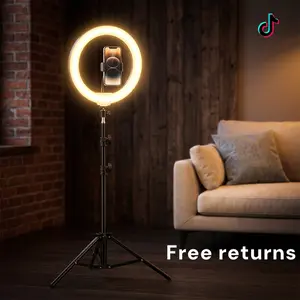12" Professional Video Ring Light with 43.3" Tripod Stand, 3-Color Dimmable LED for Makeup/Live Streaming/YouTube/Content Creation/ Mlogging/TikTok, Ideal for Photography Vlogging Kit Camera Accessories Selfie Lighting tips#Easter Day