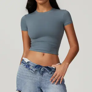 New Summer Casual Versatile Tight-Fitting Quick-Dry Fitness Top Yoga Wear Running Pilates Sports Short-Sleeve T-Shirt