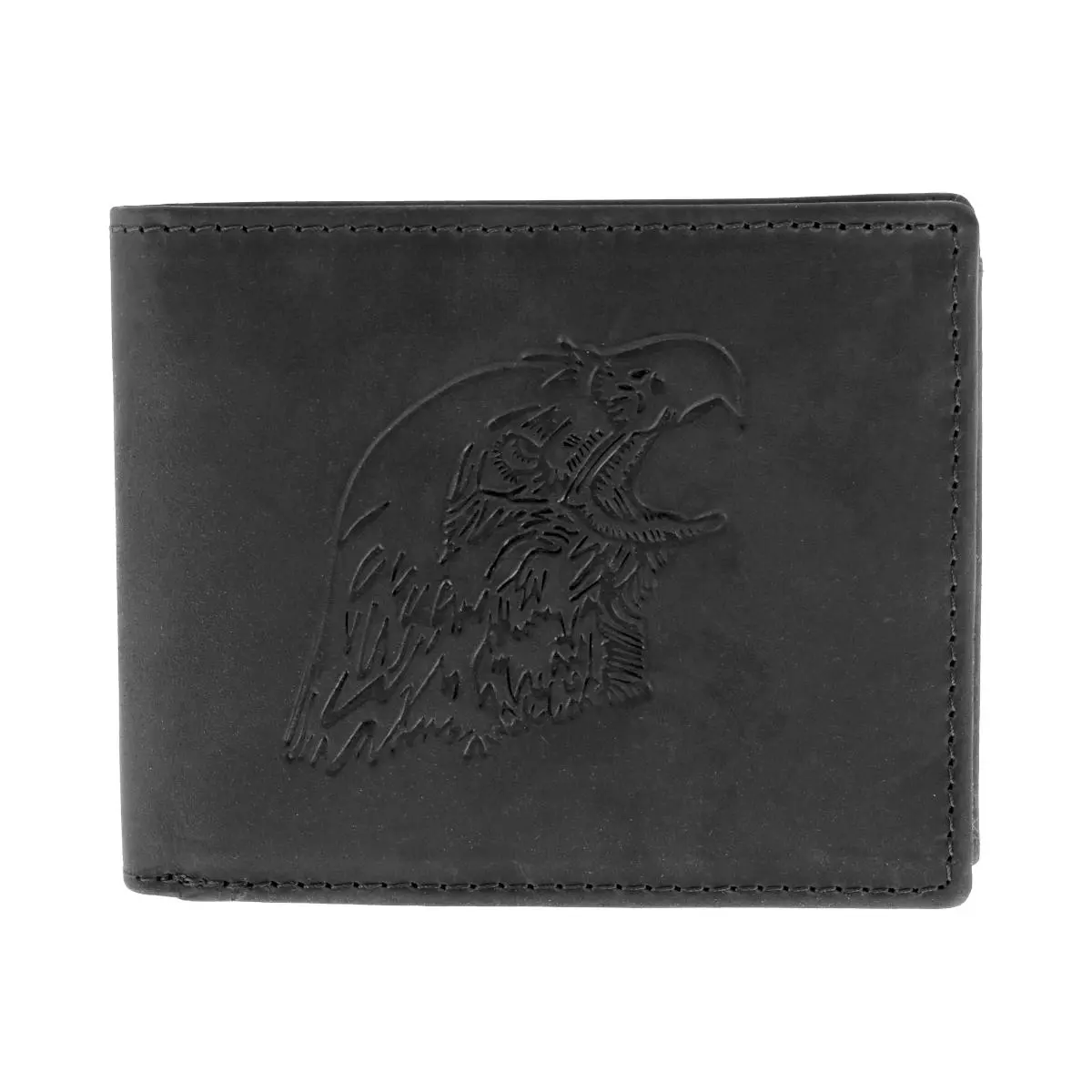 American Bison Men's Leather Eagle Embossed Bifold Wallet - Eagle Decal, Embossed Decal, RFID Safe, Card Slots, Bold Look