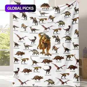 Dinosaur Print Cozy plush Blanket, 1 Count Soft Comfortable Warm Napping Throw, Sleeping Bedding Supply for Home, Office or Travel, Decorative Giftable Blanket #GLOBAL PICKS,summervibes