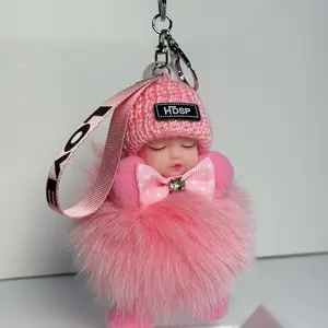 Sleeping Baby Keychain - Simple Design with Keyring Attachment